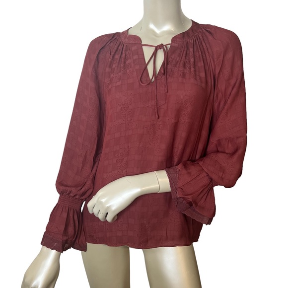 Current Air brand Redwood Tie Neck Long Sleeve Blouse Top - Picture 10 of 10